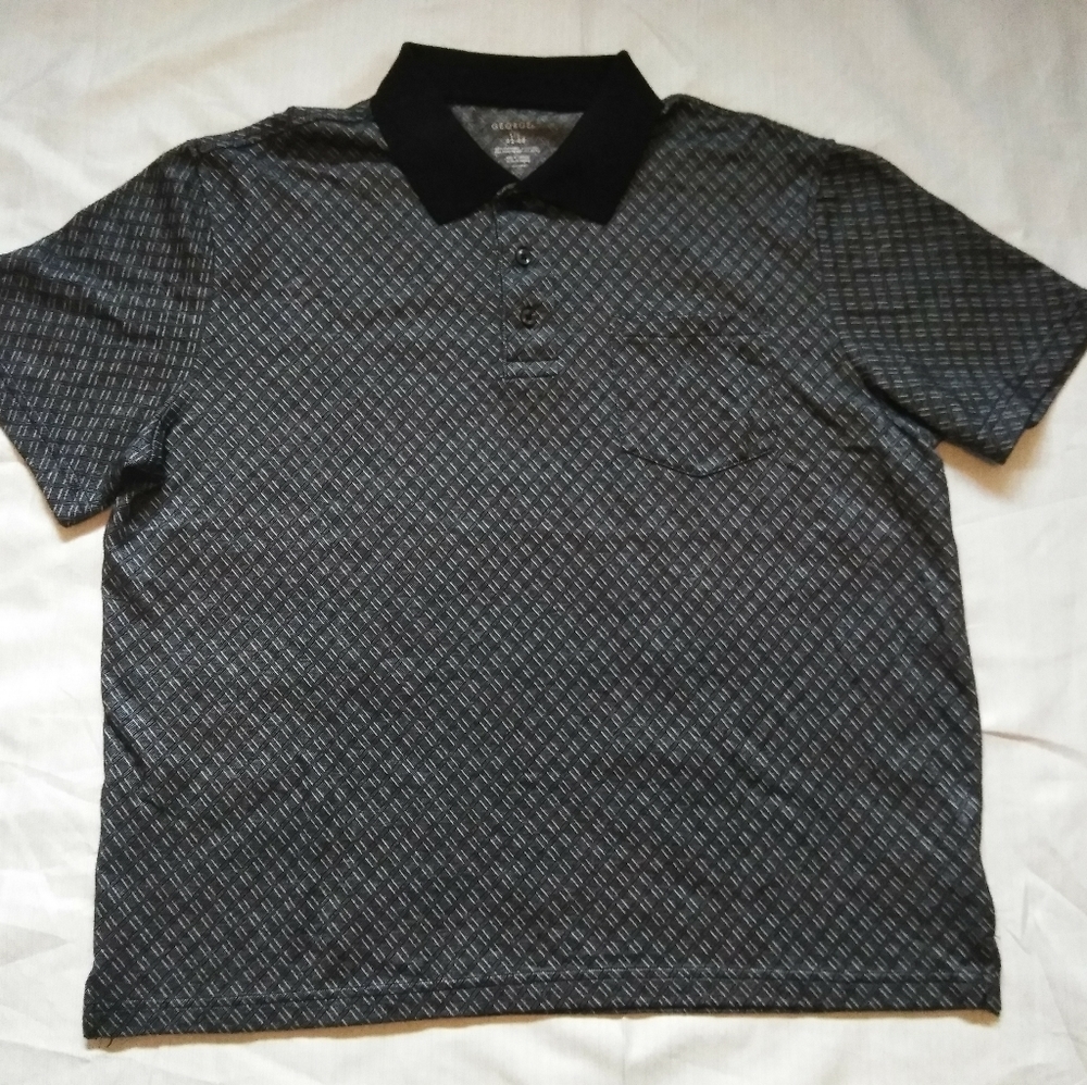 Men's Three Button-Up Polo Black Size L